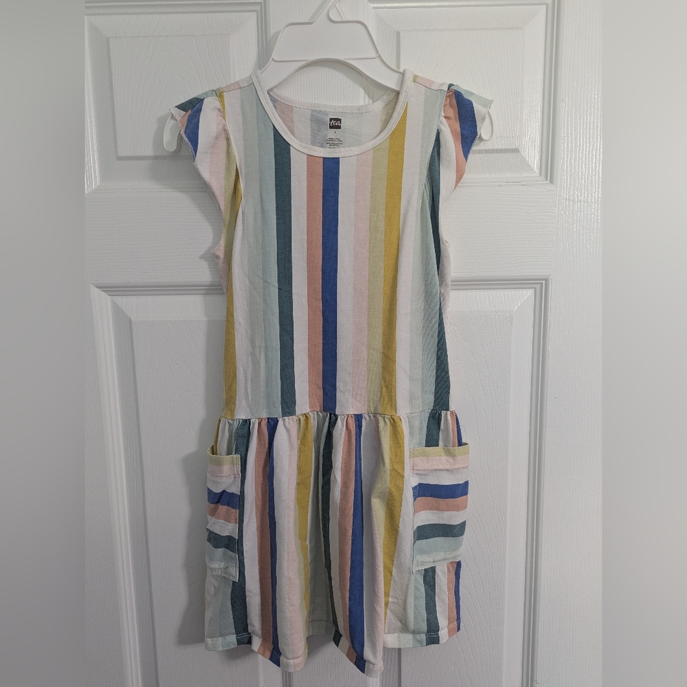 Tea Collection Multi-Color Striped Pocket Dress - Blue, Pink, Yellow, Green